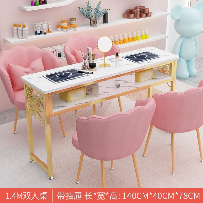 Accessible luxury high-power vacuum cleaner manicure table and chair imitation marble suit double popular table economical manicure table