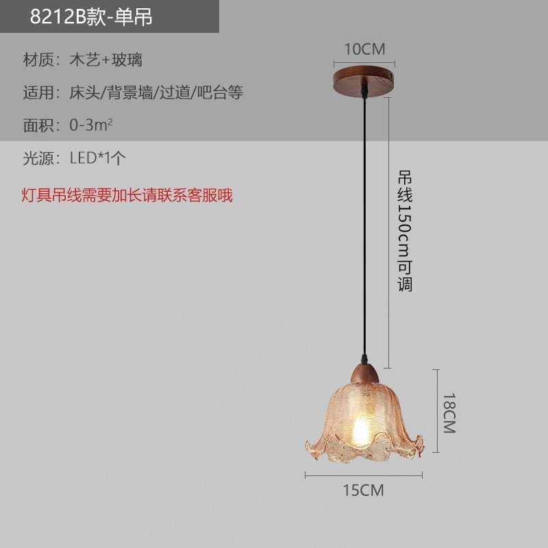 Medieval style lamps bedroom bedside small chandelier bedside table retro restaurant aisle new chinoiserie single head long hanging lamp