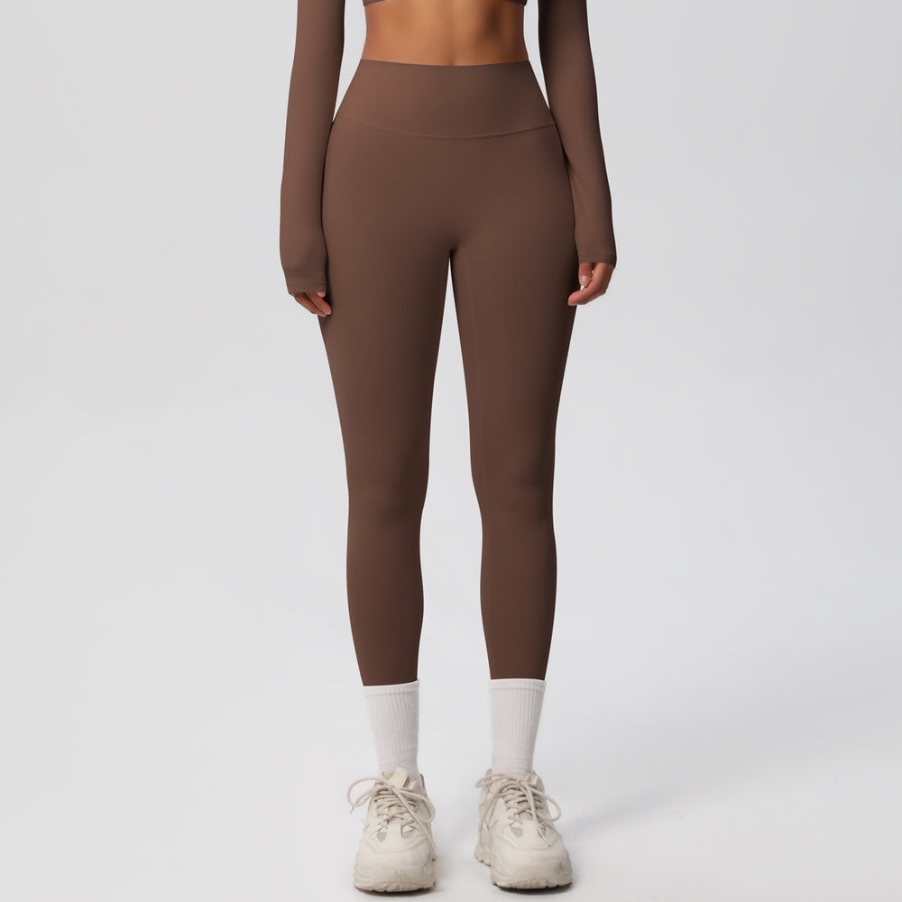 European and american high-waisted brushed nylon yoga pants - cloud-like outdoor activewear leggings - quick-dry, breathable running and fitness tights