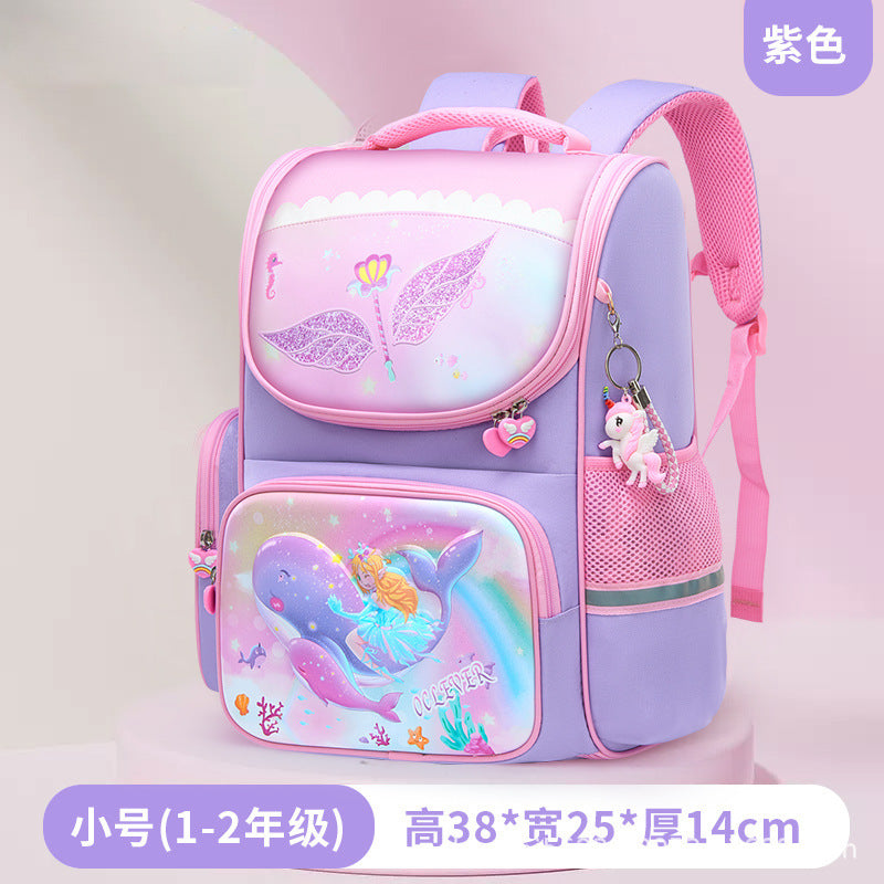 New 2024 cartoon unicorn children's schoolbag large-capacity load reduction spine protection primary school students in grades 1-6 backpack