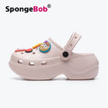 Spongebob squarepants height increasing soft sole closed-toe slippers women's summer non-slip odor-resistant student outdoor clogs women's sandals