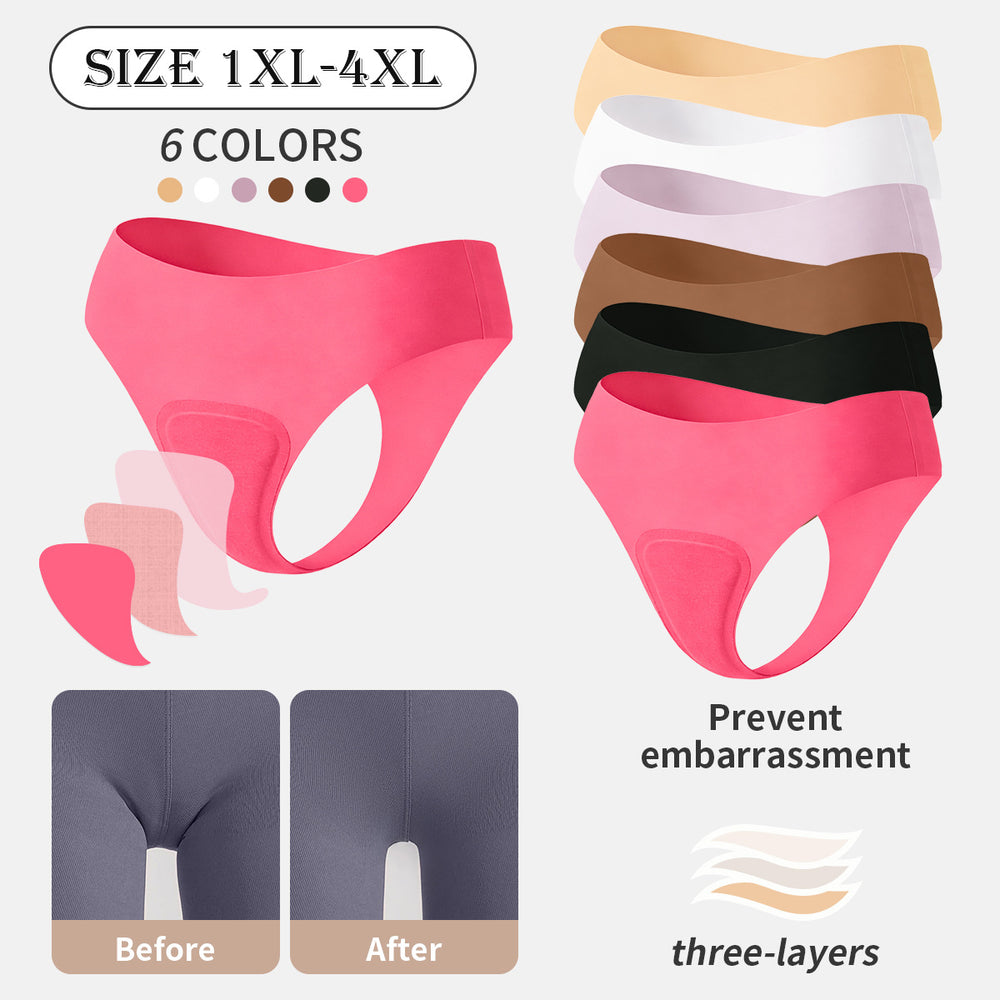 European and american plus size ice silk seamless anti-embarrassment line panties women's sports yoga anti-embarrassment low-rise comfortable ladies' underwear