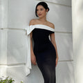 European and american style cross-border women's autumn/winter new fashion elegant one-shoulder ribbon sleeveless bodycon mini dress