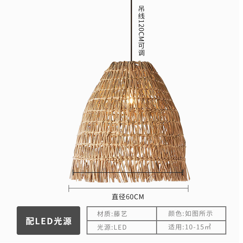 Wabi Silent Wind Catering Chandelier Chinese Living Room Dining Room Tea Room Zen Light Homestay Study Bedside Japanese Rattan Chandelier