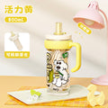 New arrival cartoon jumbo ice cup straw coffee cup large capacity with tea drain high temperature resistant handle straw water cup
