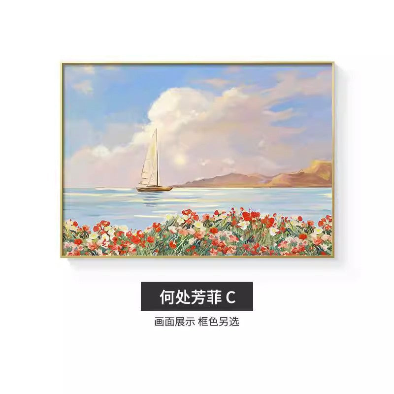 Nordic meter box decorative painting sunrise scenery restaurant background mural decoration blocking distribution switch electric box hanging painting