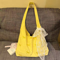 spring new arrival: large capacity shoulder bag vest - korean style sweet embroidered bowknot ruched versatile commuter bag for women