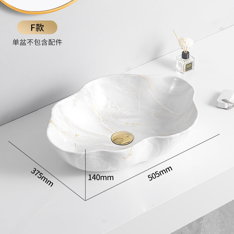 陶瓷台上盆大理石纹小型洗手盆家用面盆轻奢风酒店脸盆艺术盆别墅