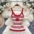 European and american striped knit tank top - women's summer slim fit, lightweight, unique design, petite & spicy girl top