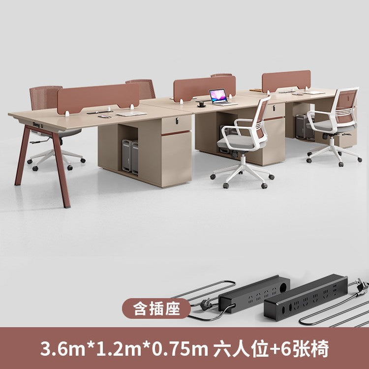 Saint li office desk and chair set - 4/6 seater minimalist modern office table with partition workstation computer desk