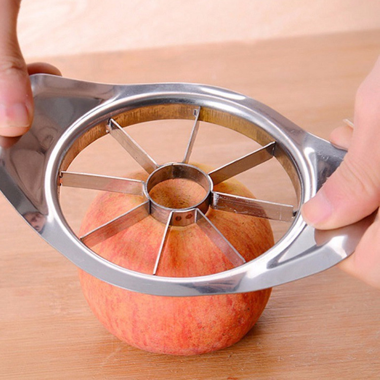 Stainless steel apple slicer & corer - fruit cutting & dividing tool set for home use