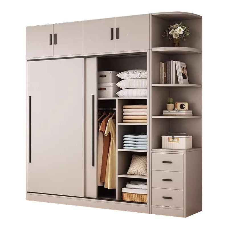 Wardrobe for home bedroom solid wood sliding door rental room new cabinet best selling storage wardrobe