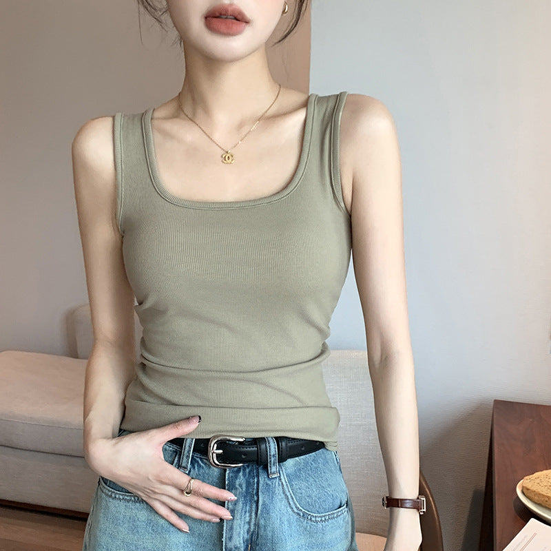 Tk carefully selected spring and summer new arrival wide shoulder vest women's silm large u-neck best selling bottom inner vest women's sleeveless