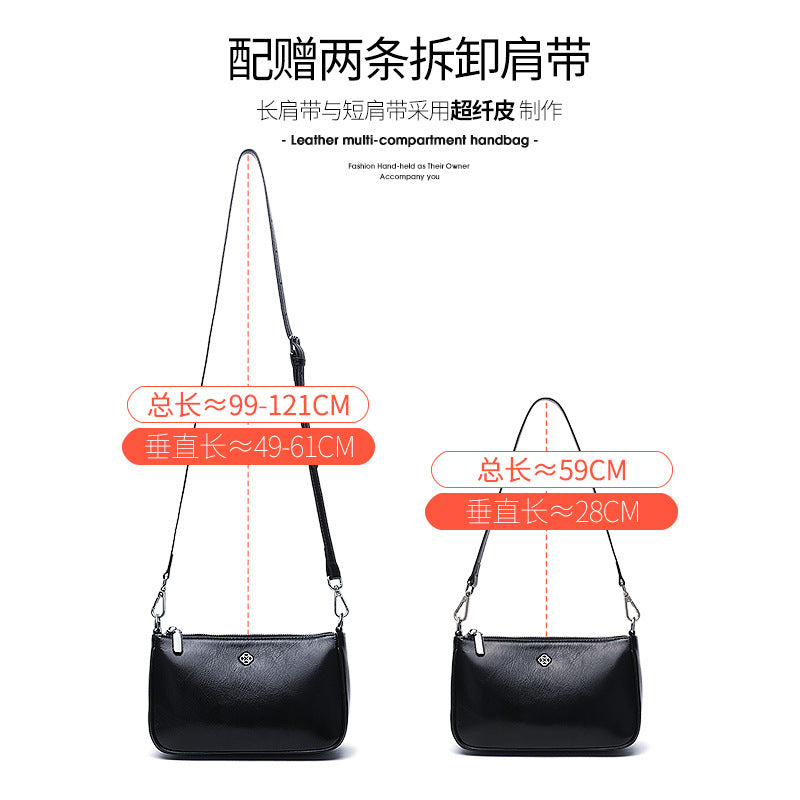 Genuine leather shoulder bag 2025 new simple and versatile small square bag large capacity underarm oil wax cowhide messenger bag small