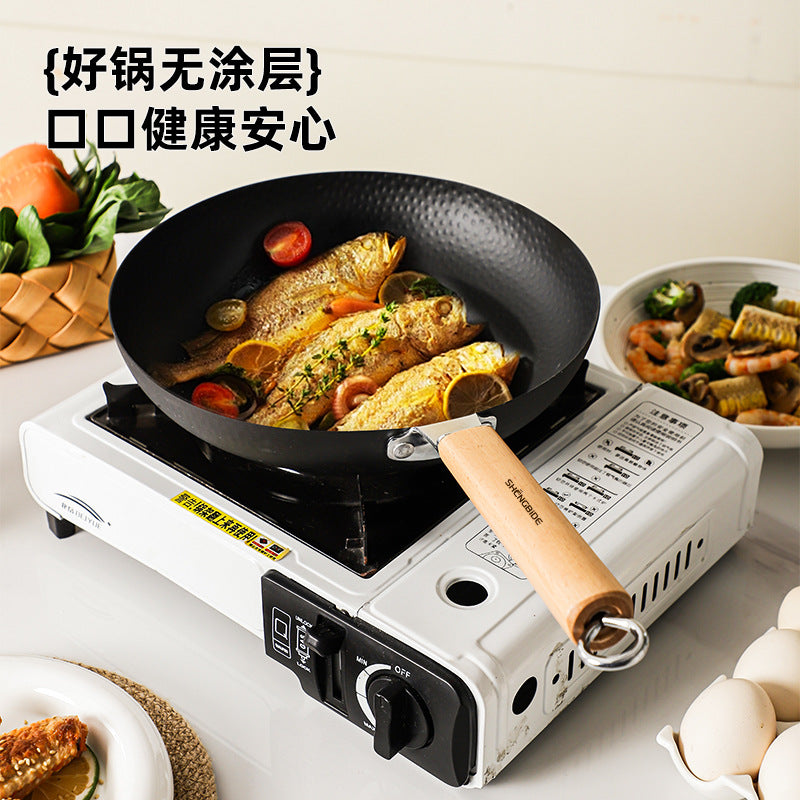 2-Piece set, pan household uncoated iron frying pan iron pan wok omelette artifact steak frying pan pancake pan