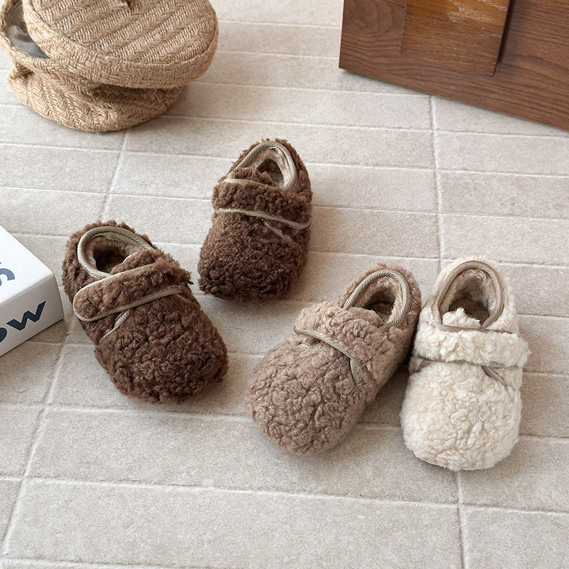 Children's plush shoes, autumn and winter 2025 new Korean version of girls' warm cotton shoes, boys' soft-soled Doudou shoes
