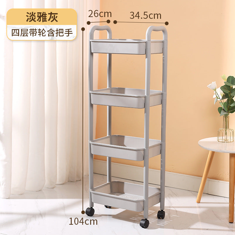 Kitchen storage rack organizer with wheels - multi-tier rolling cart for home use - mobile storage shelf