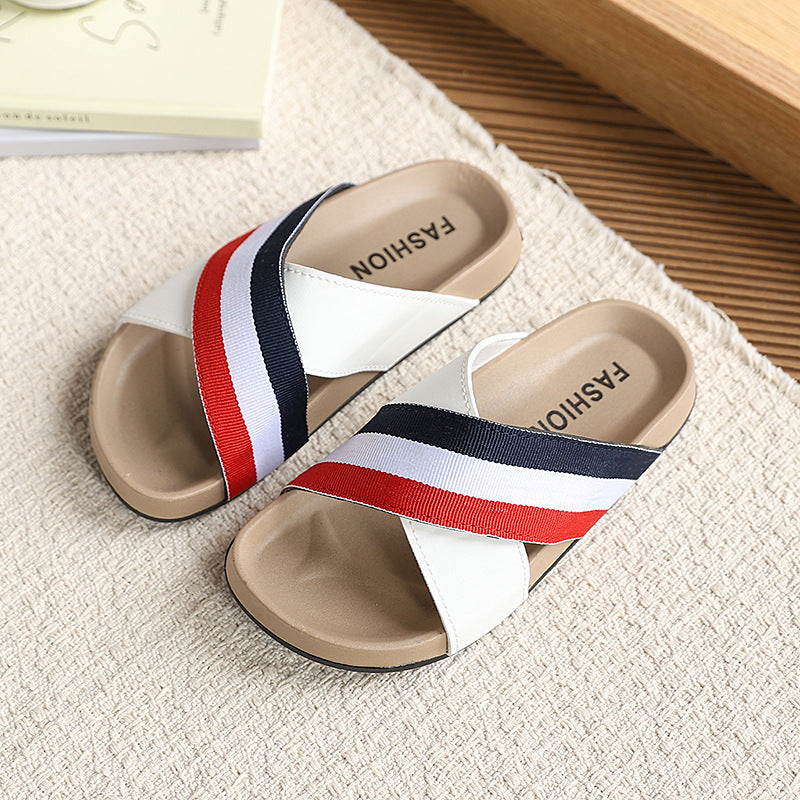 Boys' cork sandals - new summer open-toe kids' shoes - indoor/outdoor beach sandals - big & tall toddler flip-flops