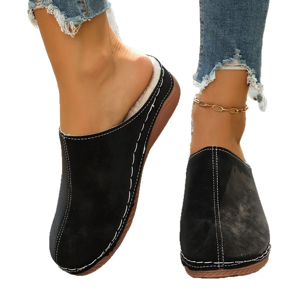summer new arrival: plus size women's casual comfort round toe flat slip-on slippers wholesale