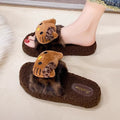 Cute leopard print hello kitty fuzzy slippers for women - new winter thick-soled design, stylish outdoor wear, warm and cozy one-strap cotton slippers