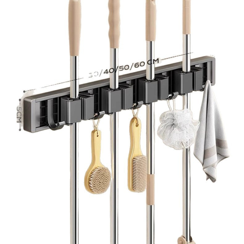 Blue vine mop wall mount clip - no drilling required - bathroom broom holder, mop rack organizer with large hook