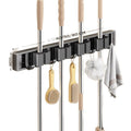 Blue vine mop wall mount clip - no drilling required - bathroom broom holder, mop rack organizer with large hook