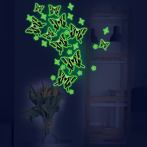 Foreign trade  new green fluorescent butterfly home decoration room wall luminous self-adhesive sticker