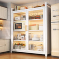 Kitchen steel storage rack floor-standing multi-layer for home microwave bowl storage cabinet dustproof multifunctional cabinet storage cabinet