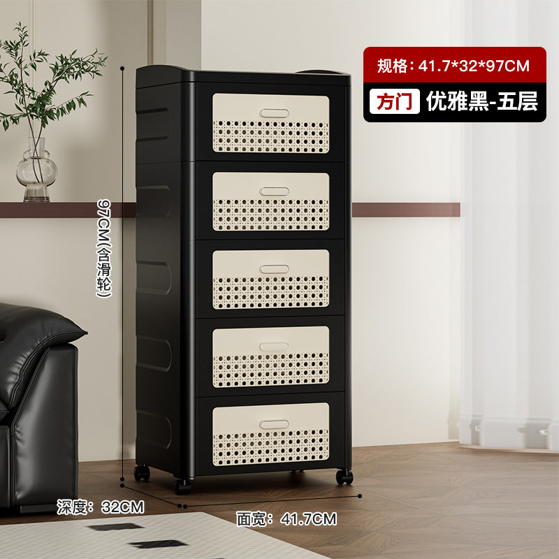 Household trolley foldable storage rack multi-functional finishing box living room bedroom dustproof thickened snack storage cabinet