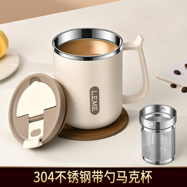 304 stainless steel thermal insulation mug with lid large capacity coffee cup oat cup men's and women's office household cup