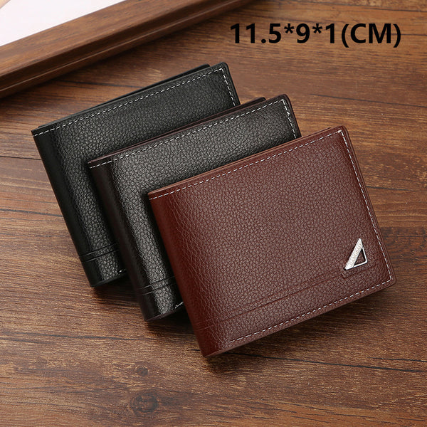 New Men's Wallet Short Wallet Men's Youth Business Casual Horizontal Wallet Fashion Large Capacity Soft Leather Wallet
