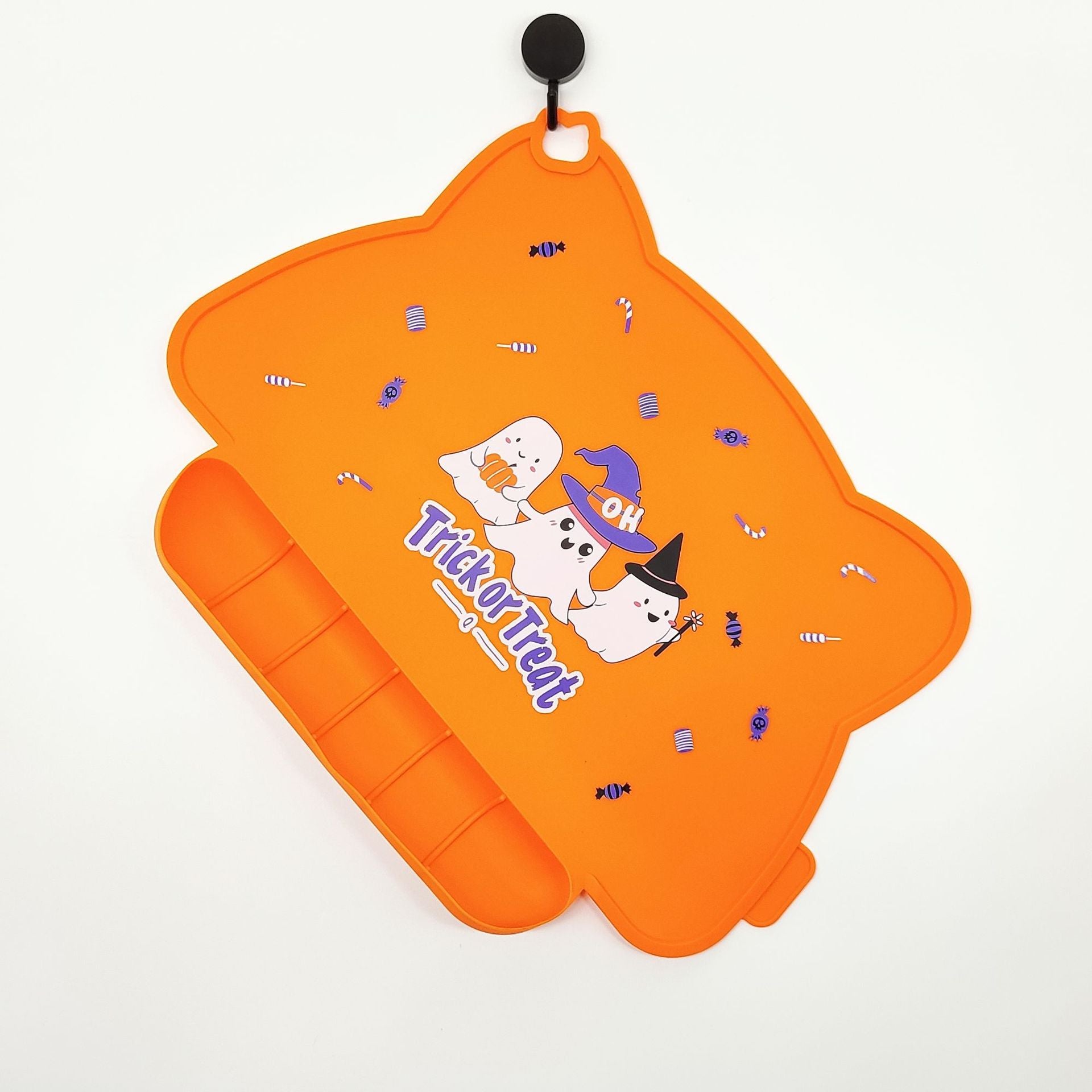 Cross-border baby placemat, thermal insulation mat, silicone foldable Halloween table mat, printed western food mat, eating mat with pocket