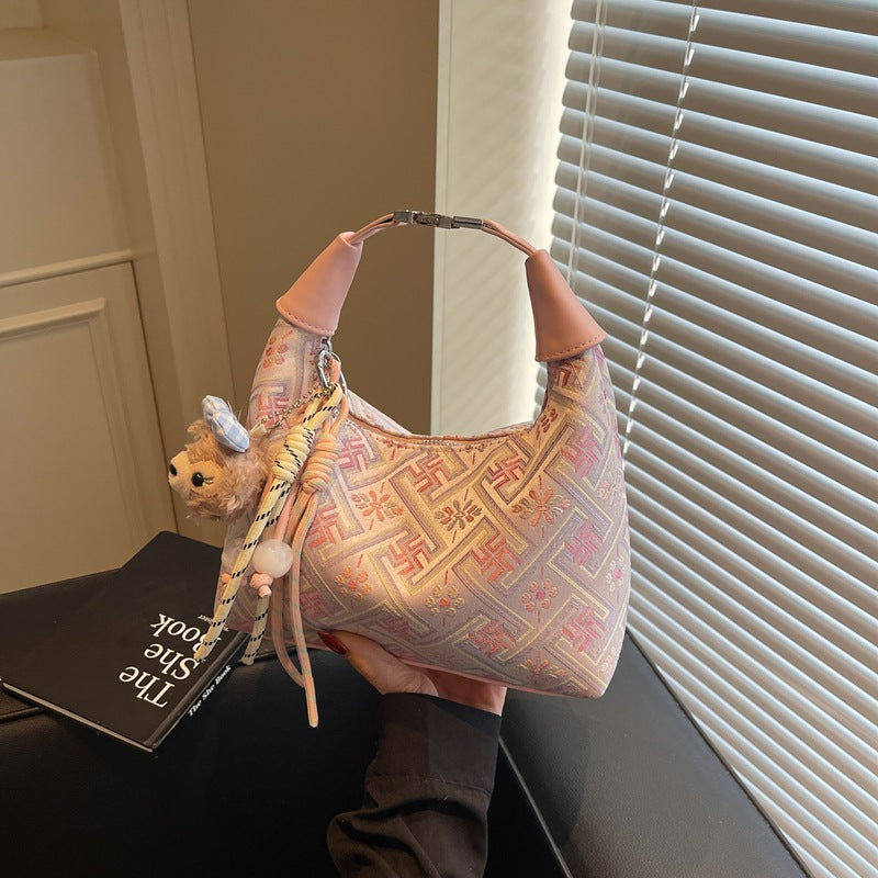 Foreign trade new Chinese portable small bag women's 2025 new Guofeng one-shoulder dumpling bag high-end versatile messenger bag