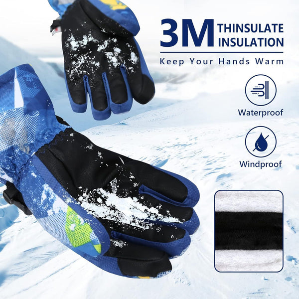 Factory custom ski gloves 3M cotton men's and women's winter thickened warm outdoor riding windproof waterproof gloves custom