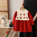 Girls' knit dress - new autumn/winter  collection - bow detail christmas dress - children's dress
