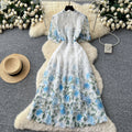 Frenchretro socialiteclassy sense of heavy industrycut out water-soluble lacedress women's waist slimming lookelegant long skirt