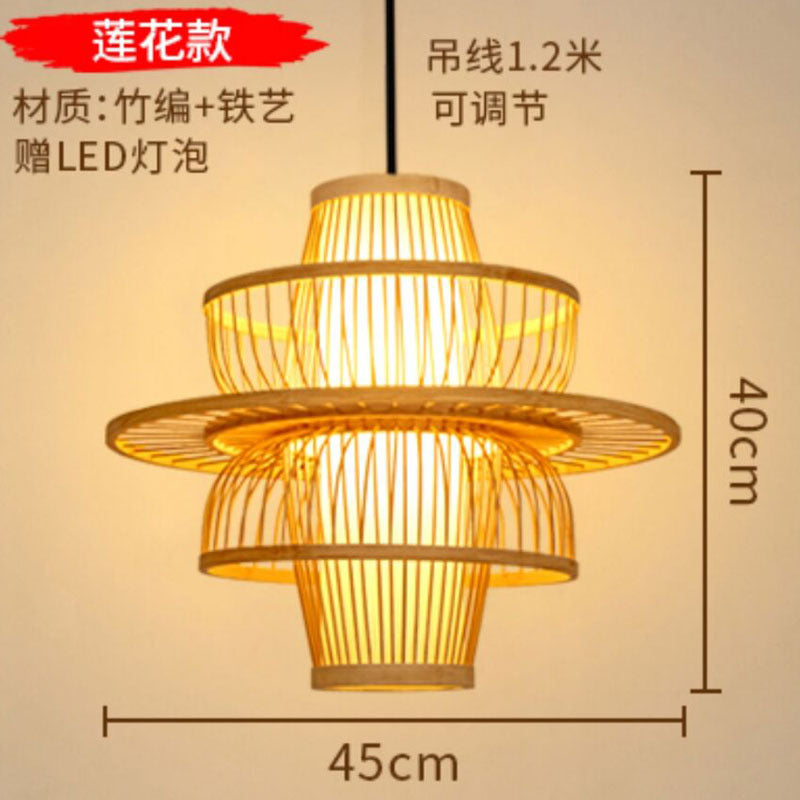 Japanese chandelier restaurant light tatami light new Chinese bamboo lamp zen light tea room light Chinese style bamboo art lighting