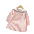 Girls' knit sweater dress - new autumn  collection: navy collar, longline style, preppy look