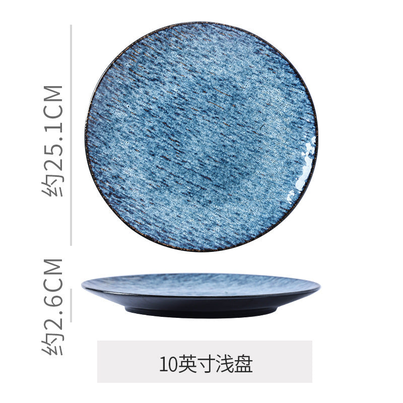 Japanese retrostylish bowls and plates hotel tableware combination kiln ceramic western dinner plate sushi plate steak plate suit