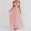 European and american  spring/summer cross-border e-commerce new sexy strappy bandeau backless ruffle maxi dress for women