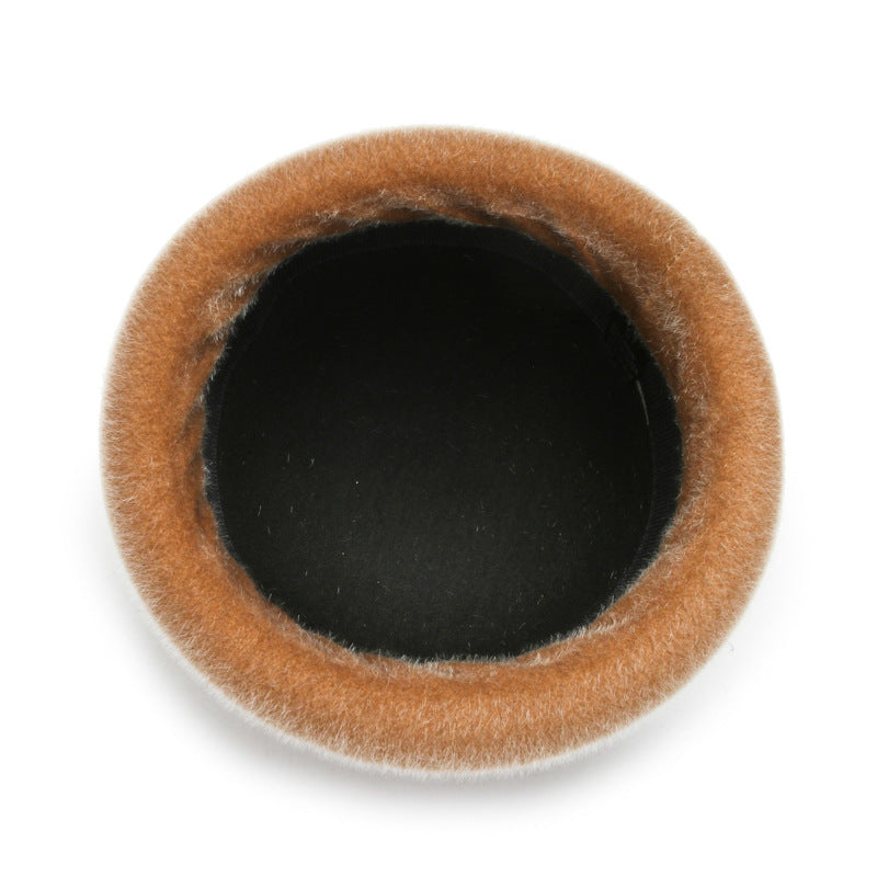 Autumn and winter hat women's trilobal round edge basin hat Korean version hairball bucket hat outdoor sponge ring warm fashion cotton hat