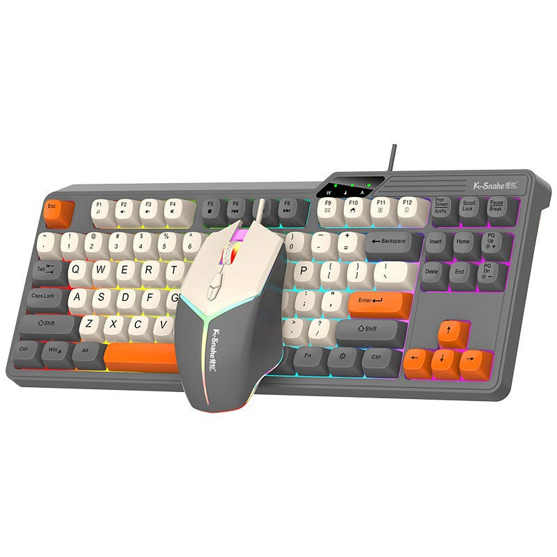 Viper km870 wired mechanical feel keyboard and mouse combo - 87-key gaming pc usb keyboard and mouse set
