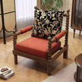 Solid wood fabric chair medieval style living room chair sofa bedroom american pearl chair single retro pearl chair french style