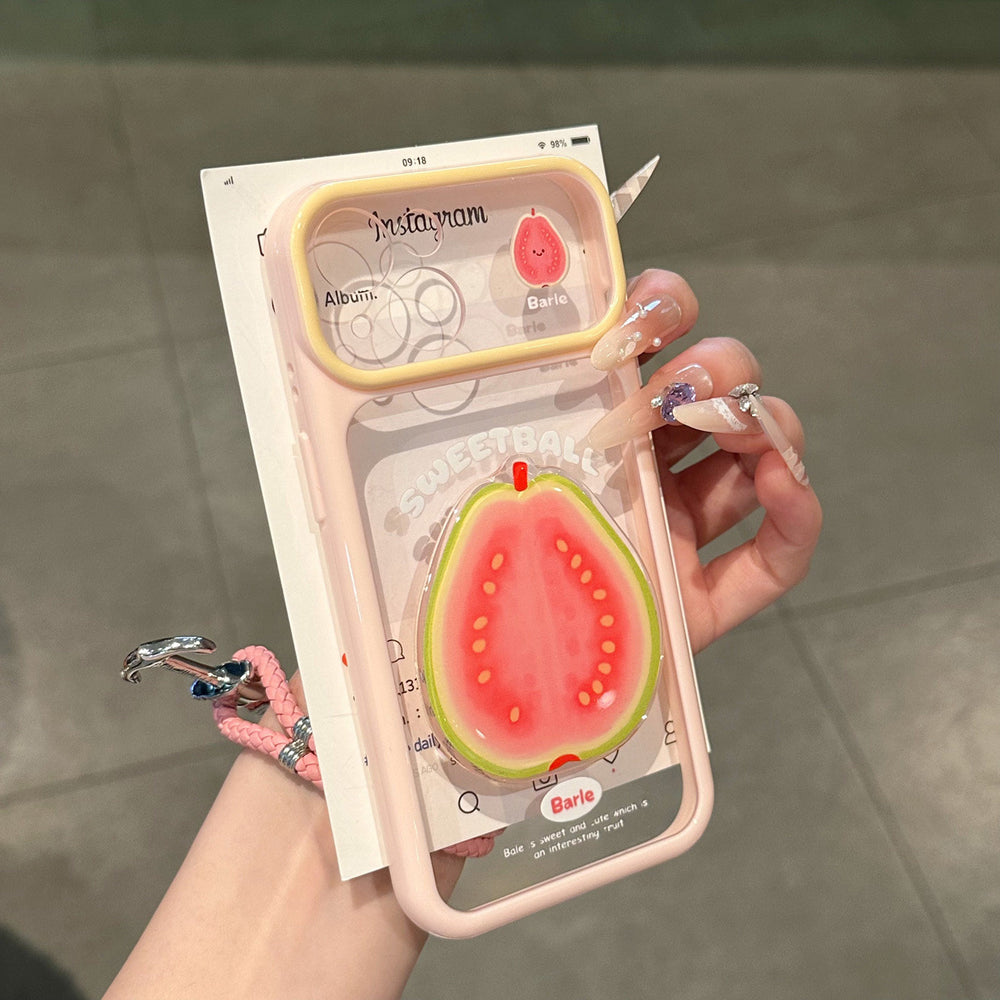 Suitable for apple 17promax mobile phone case stereo fruit stickers fresh summer cute iphone16 protective cover