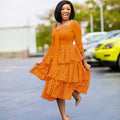 D117t european and american clothing  foreign trade plus size cross-border dress slimming polka dot african dress mother's wear