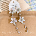 French chic zircon tassel flower stud earrings - perfect for summer getaways, beach photoshoots, and adding a touch of glam to your look
