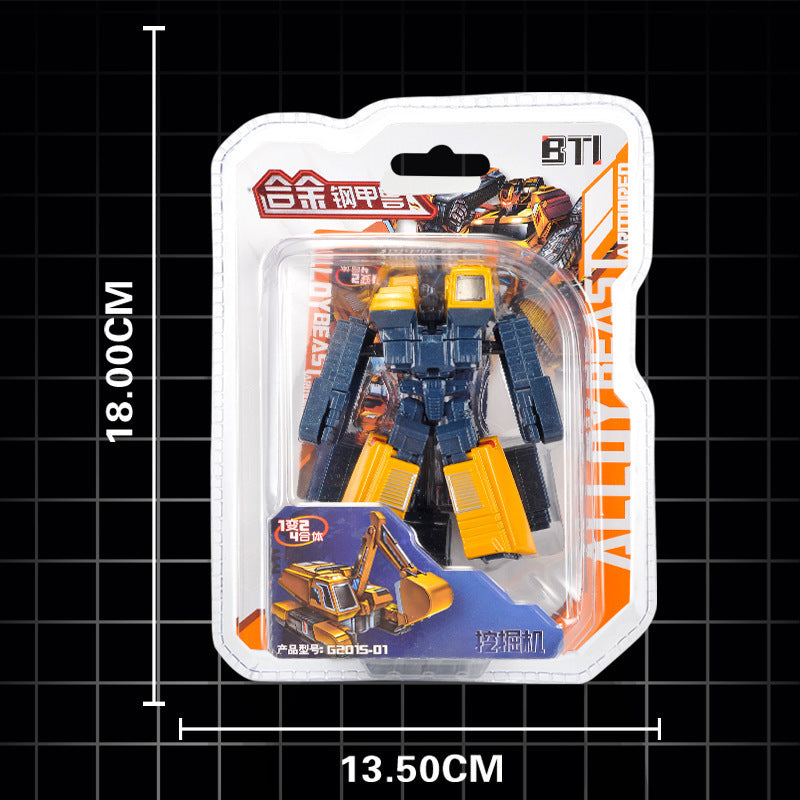 Kids puzzle mini robot toy boy retro moving train combined deformation dinosaur engineering vehicle steel armor beast