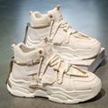 High-top men's winter sneakers 2025: new trendy, niche, original design, athletic & casual, chunky sole, height-increasing, leather upper, dad shoes