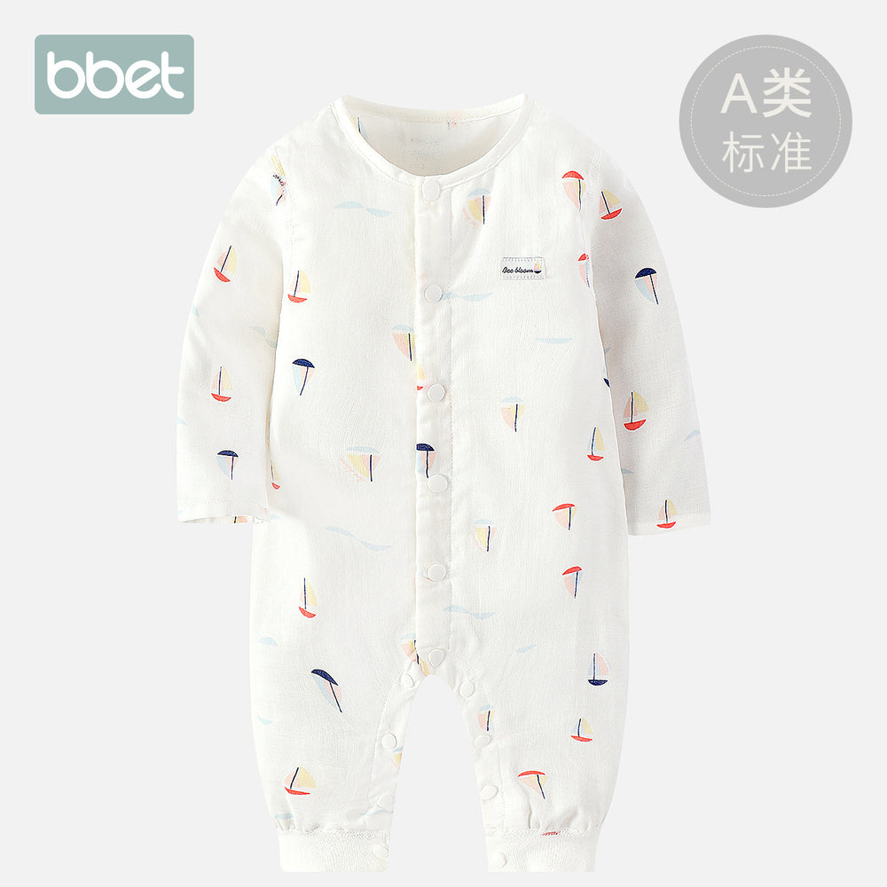 Babibele spring and autumn baby onesie long sleeves baby romper pure cotton bottomintimates newborn romper thin pajamas