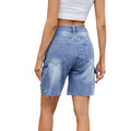 Fashion cross-border summer new arrival  women's shorts workwear half length side flap pocket pantsstraight-leg american denim shorts